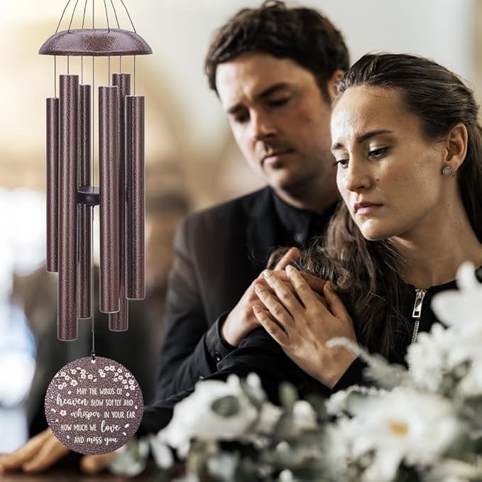 Personalized Wind Chimes, 45inch Peach Blossom Sympathy Wind Chime, in Loving Memory for Loss of Loved Dad/Mom, Bereavement Condolences Gifts for Funeral (Produced in USA)