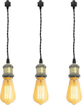 Kiven H-Type Wire Track LightPendants,Cord Length Customization Provided, 3 Lights Restaurant Decorative Pendant Light Industrial Pendant Lamp, Bulb Not Included,Bronze Finish