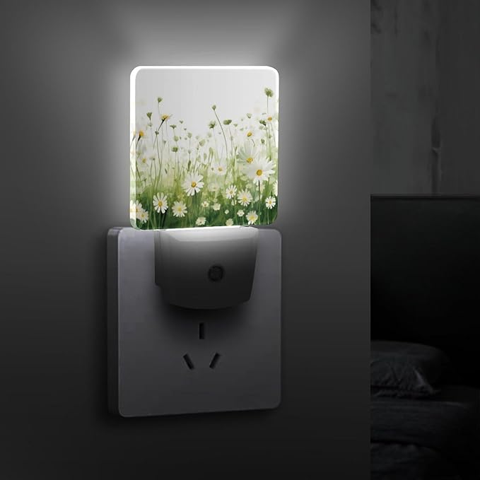 Flowers Night Light, Plug into Wall Decor Nightlights for Bedroom, Bathroom, Hallway, Kitchen, with Dusk to Dawn Light Auto Sensors LED Night Lights for Boys Girls Women Men Room Gifts