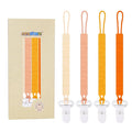 One Piece Design Silicone Pacifier Clip Holder for Baby Boys and Girls,Pack of 4 Flexible Paci Leash,Binky Clips,Newborn Essentials (Fruits, Yellow)