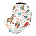 Personalized Name Car Seat Covers for Baby Girl Boy, Customized Infant Summer Carseat Sun Shade Cover, Breathable Stroller Canopy, Newborn Nursing Cover Breastfeeding Scarf, Jungle Animal