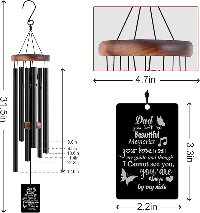 Pet Memorial Wind Chimes Engraved Personalized Wind Chimes for Loss of Loved Dog,Sympathy Wind Chimes for Outside,Bereavement/Remembrancegifts for Loss of Dog