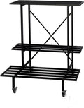 Zhongma 3 Tier Metal Heary Duty Plant Stand with Wheels, 35.43 L x 17.5 W x 38.6H . Space saving Plant Stand