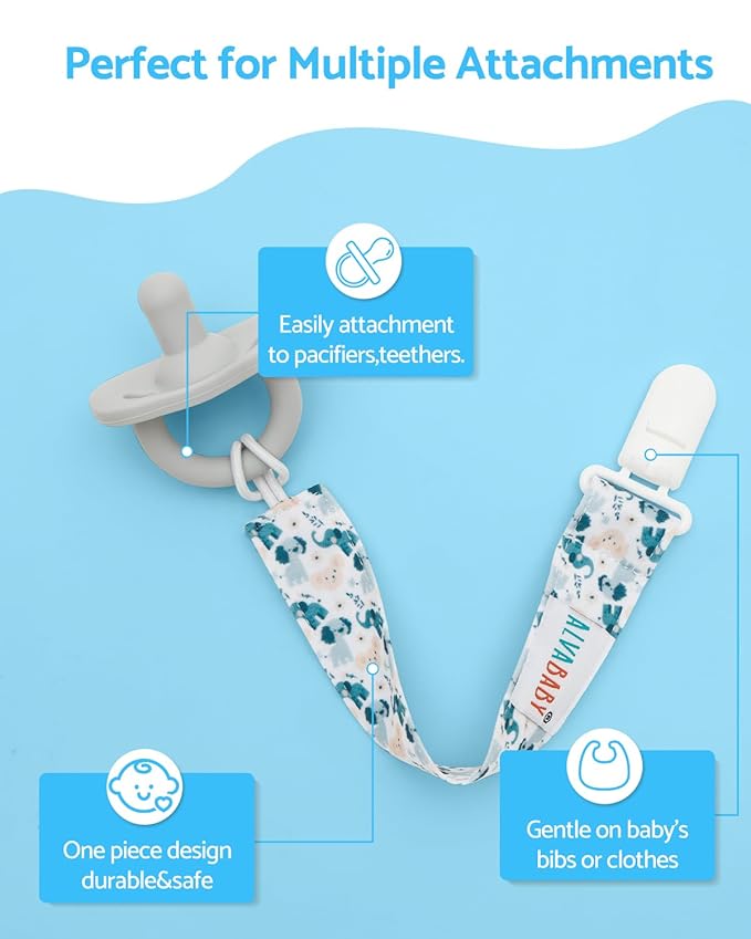 ALVABABY Pacifier Clips 8 Pack Binky Paci Clip Holder Leashes 8DP24A