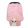 Biyejit Pink Corgi Baby Car Seat Cover, Infant Carseat Canopy, Nursing Breastfeeding Cover, Stretchy Carrier Covers for Stroller/Shopping Cart, Newborn Registry & Shower Gift for Boys Girls