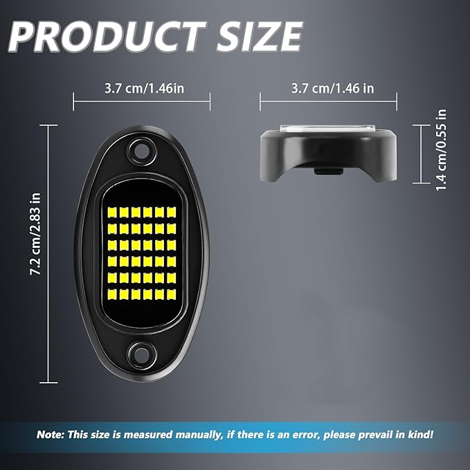 Rock Lights Ultra Bright LED Neon Underglow Lights Waterproof for Trucks Pickup SUV UTV ATV RZR Car Boats Motorcycle (White, 4 Pods)