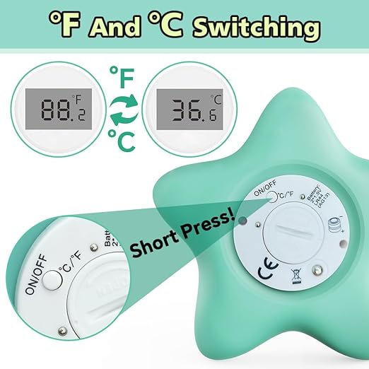Baby Bath Thermometer, Infant Digital Water Thermometer Safety with 4 Color Backlit and Temperature Warning, Room Thermometers Floating Toy for Infant, Toddler, Bathtub, Swimming Pool
