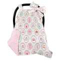 2 in 1 Baby Car Seat Cover Nursing Covers Cute Cake Print Breastfeeding Cover Carseat Canopy for Baby Shower Gift Silver