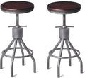Diwhy Industrial Vintage Kitchen Counter Height Adjustable bar Stool,Farmhouse French Stylish Kitchen Stool,Swivel Bar Stool,Solid Wood Metal Stool,Easy Installation,Fully Welded Set of 2 (Silver)