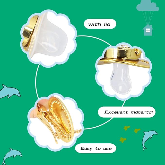 Golden Letter Baby Pacifier, Personalized Bling Pacifier with Pacifier Clips and Anti-Dust Cover for Baby Shower Newborn Birthday Photography (Y)