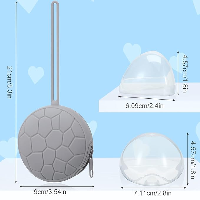 Nuanchu 4 Pieces Pacifier Holder Case Set 2 Silicone Portable Pacifier Case Cover Pouch for Diaper Bag with 2 Transparent BPA Free Pacifier Storage Container Box(Gray, Army Green)