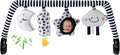 TinlyFinly Baby Bouncer Toy Bar Soft with 4 Hanging Sensory Toys Attachment, Compatible with Baby Bjorn Bouncer, with Mirror, Rattle, Crinkle Sound for Babies All Ages (Black and White Shapes)