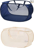 2 Pack Collapsible Laundry Baskets Popup Mesh Laundry Basket Durable Handles