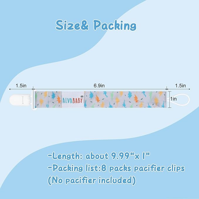 ALVABABY Pacifier Clips 8 Pack Pacifier Binky Paci Holder Leashes for Baby Teethers 8DP08