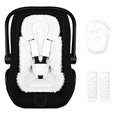 Infant Car Seat Insert Boy Girl, 3 in 1 Newborn Carseat Insert with Strap Pads, Car Seat Head Support for Baby Strollers, Swings, and Bouncers, Comfortable and Machine Washable, White