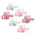 Dr. Brown's HappyPaci 100% Silicone Baby Pacifier, Contoured One-Piece Design, Light Pink/Pink/White - Value Pack, 0-6m, BPA-Free, 6-Pack