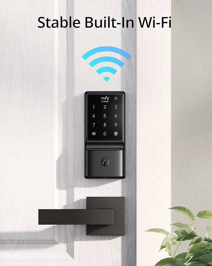 eufy Security Smart Lock C210, Keyless Entry Door Lock, Built-in WiFi Deadbolt, Smart Door Lock, No Bridge Required, Easy Installation, Touchscreen Keypad, App Remote Control, 4 AA Batteries Included