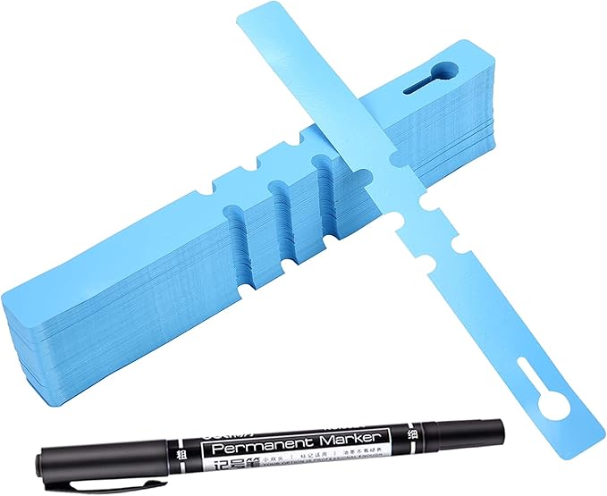 200 Pcs Blue Plastic Plant Tags with a Marker Pen, Wrap Around Hanging Tree Tags Nursery Garden Labels Waterproof Nursery Garden Stakes, 2x20cm