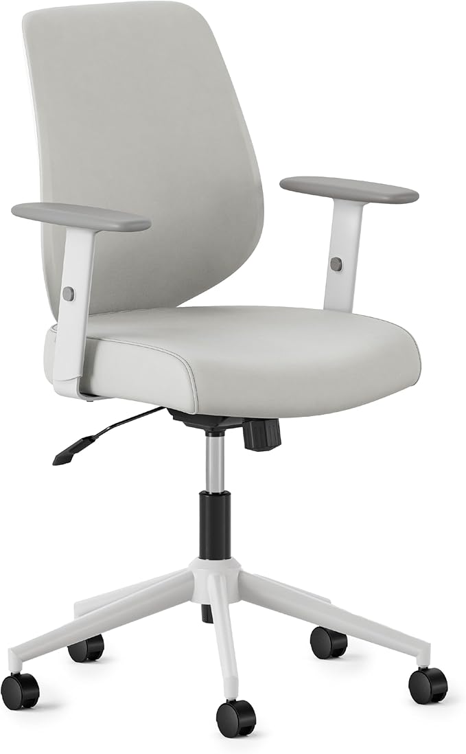 Branch Daily Chair - Vegan Leather Office Chair with Swivel, Lumbar Rest, and Adjustable Armrests - Comfortable Seating for Improved Posture and Productivity - Limestone