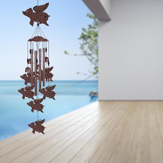 Flying Pigs Wind Chimes Outdoor/Indoor Decoration -Hand-Made Wind Chimes, Mobile Wind Catcher, Blessing Wind Chime, Pigs Ornaments, Pig Wind Bells Gifts for Mom,Home,Balcony,Tree,Festival,Garden Decor