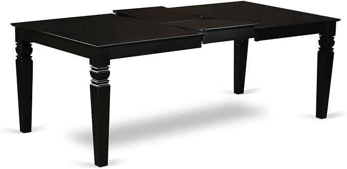 East West Furniture LGAB9-BLK-61 9 Piece Dining Set Includes a Rectangle Dining Room Table with Butterfly Leaf and 8 Baked Bean Faux Leather Upholstered Chairs, 42x84 Inch, Black