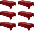 Rectangle Tablecloths 90x132 Inch 6 Pack Red Tablecloth for 6ft Washable Decorative Linen Polyester Table Cloths for 8ft Dining Table Banquets Buffet Parties and Wedding