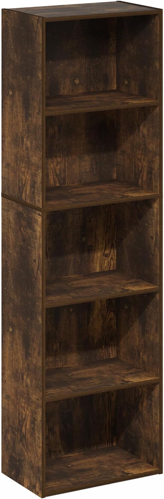 Furinno Luder 5-Tier Open Shelf Bookcase, Bookshelf, Amber Pine
