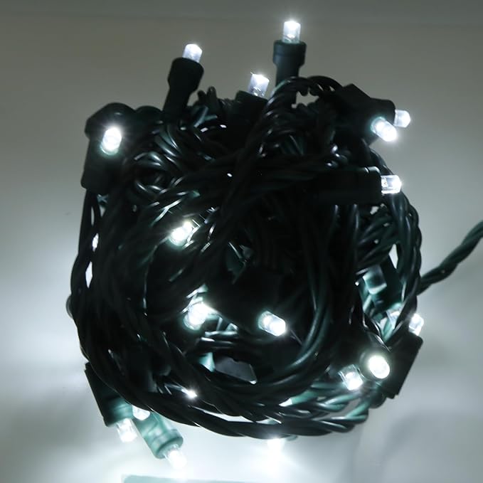 50 LED 5MM Cool White Christmas Lights, 17FT Indoor/Outdoor String Light, Mini Lights for Garden, Patio, Christmas Trees - Green Wire, Commercial Grade, UL Listed