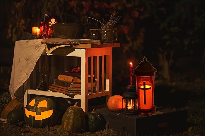 Lights for Cemetery as Bereavement Gifts or Memorial Lanterns with Garden Stakes for Outside Lights for Yard as Outdoor Decorations with Cross