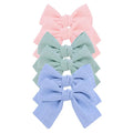 Cute Bow Hair Clips for Baby Girl Kids Pigtail Bangs 3.2" Sailor Bows Alligator Clip Hair Accessories (Blue/Peach/Pale Green)