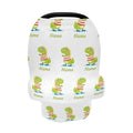 Personalized Cartoon Dinosaur Baby Car Seat Covers for Boys, Custom Carseat Canopy with Name, Nursing Cover Breastfeeding Scarf for Babies, Gift for Infant Newborn, Multiuse Stroller Cover