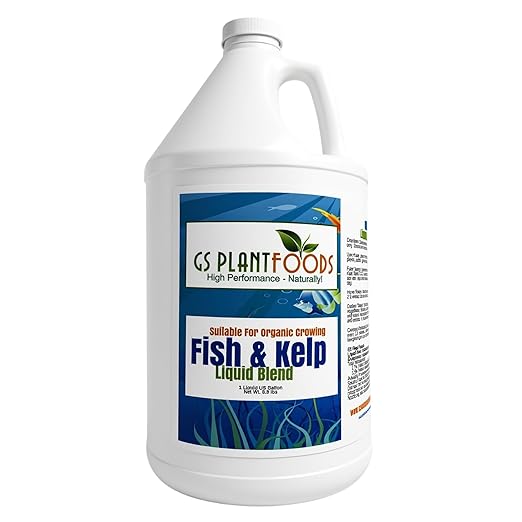 GS Plant Foods Liquid Fish & Kelp Fertilizer (1 Gallon) – Organic Material Review Institute Listed Natural Plant Food for Home Gardens, Lawns, and Vegetables