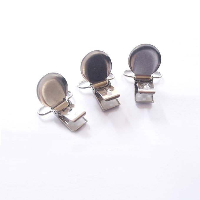 1" Pacifier Suspender Clips, Pacifier Clips with Plastic Teeth Insert to Protect Fabric Perfect for Crafts Making Pacifier Holders/Bib/Dummy Holder Clip Silver (20pcs)