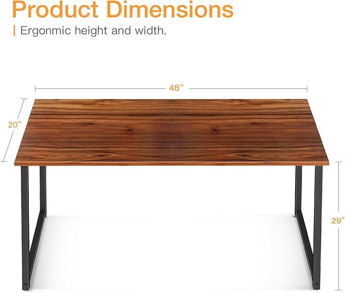 Coleshome 48 Inch Computer Desk, Modern Simple Style Desk for Home Office, Study Student Writing Desk, Deep Brown