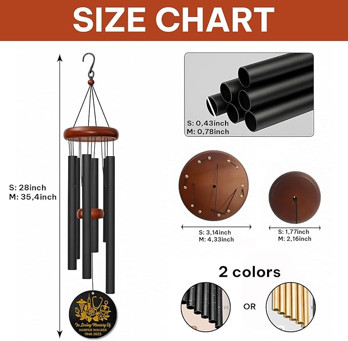 Personalized Nurse Memorial Wind Chime – “in Loving Memory” Custom Engraved Name & Years – Medical Professional Sympathy Gift – Memorial Windchime for Loss of Loved One – Caregiver Tribute Décor