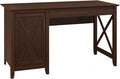Bush Furniture Key West Computer Desk Farmhouse PC Table for Home Office, 54W w/Storage, Bing Cherry