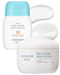 GOONGBE Baby Easy Wash Sun Lotion SPF 30 & Soothing Water Gel Cream - Korean Zinc Oxide Mineral Sunscreen & Cooling Moisturizer - Vegan Hypoallergenic for Ages 0-3, Lotion 2.11oz & Gel Cream 3.38oz