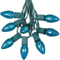 C9 Teal Outdoor Christmas Lights - 25 Foot Roofline & Patio String Lights - Green Wire