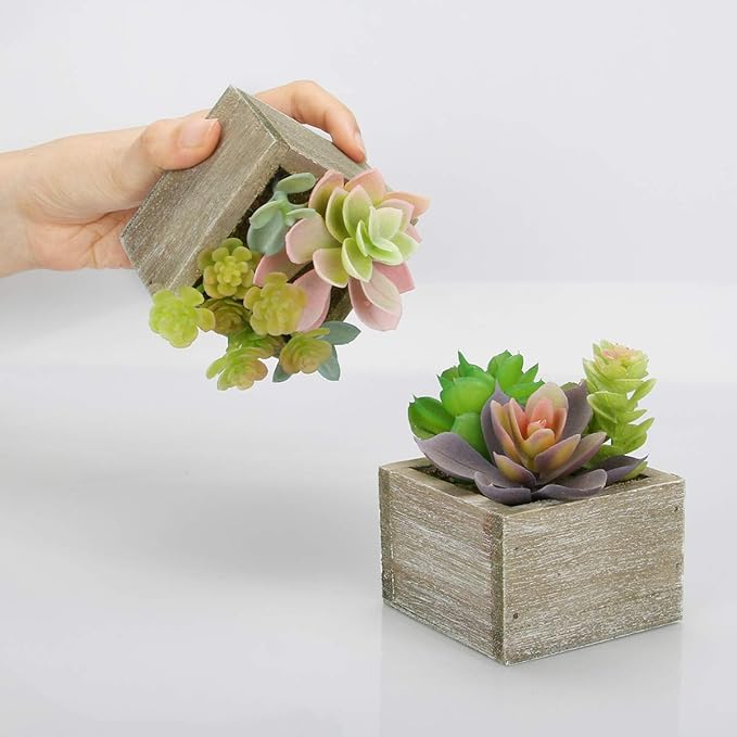 Mingfuxin Artificial Succulents in Pots, Artificial Plants for Home Decor Indoor, Faux Fake Succulents Desk Plants for Office Bathroom Room Decor, Set of 3