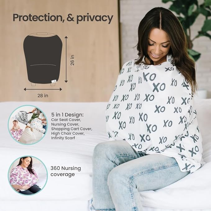 Copper Pearl Multi-Use Cover: Car Seat Covers, Nursing Cover, and Stroller Cover for Sun - Stretchy Fabric, All-Season Use, Stylish Designs, Easy Access for Moms - Yuma