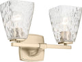 Kichler Marant 14.25" 2-Light Bathroom Vanity Light Fixture with Clear Water Glass in Champagne Bronze for Powder Room Over Mirror (14.25" W x 9.5" H), 55215CPZWTR