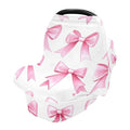 Pink Bows Stretchy Baby Car Seat Cover Soft Breathable Nursing Cover Breastfeeding Cover Multiuse Infant Carseat Stroller Cover for Girls and Boys