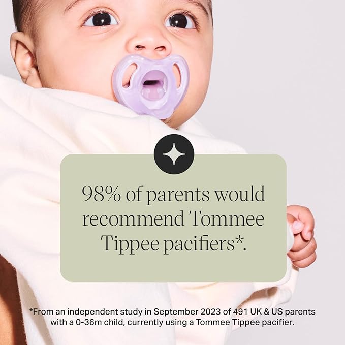 Tommee Tippee Ultra-Light Silicone Pacifier, 18-36 Months, Symmetrical One-Piece Design, BPA-Free Silicone Binkies, Blue/Orange/Green, Pack of 4