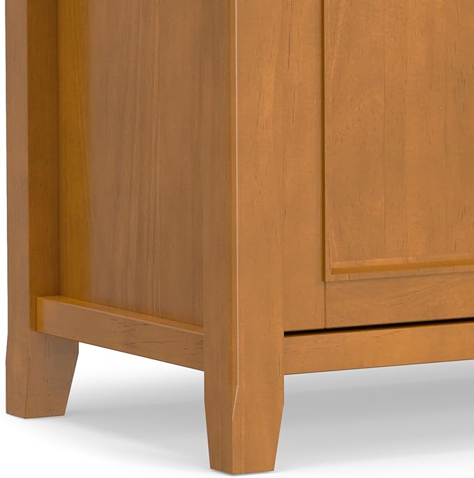 SIMPLIHOME Amherst 54-inch Wide Solid Wood TV Stand in Light Golden Brown, Transitional-Style Media Console for Living Room with Adjustable Shelves and Cable Management