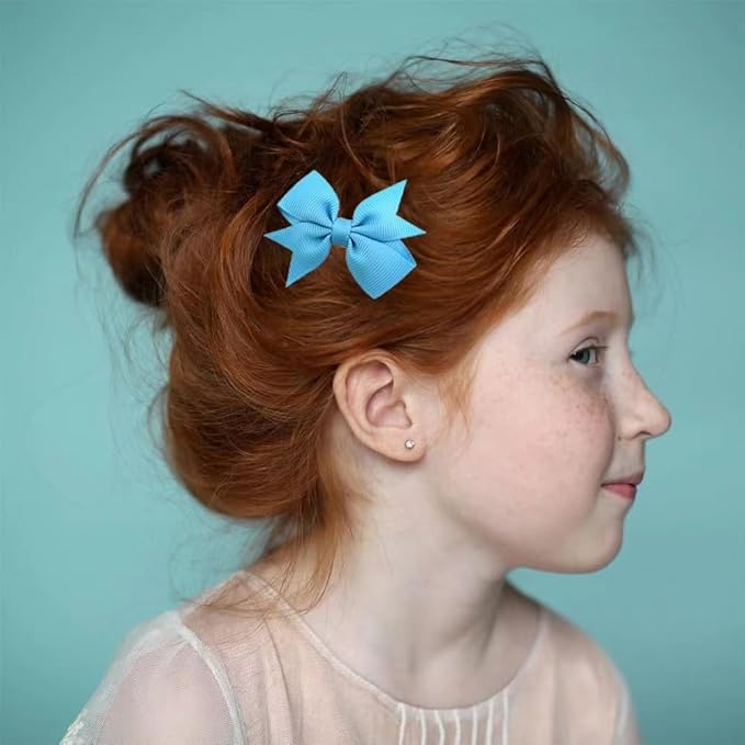 Baby Hair Bows Clips Fully Lined Grosgrain Boutique Solid Ribbon Mini Bows for Girls Teens Infants Kids Toddlers Newborn 2pcs Colors in Pairs (green.)