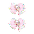 Birthday Hair Bow for Baby Girls - 2Pcs Pink Sprinkle Hair Clips for 9th Birthday Glitter Ice Cream Baby Bow Party Decorations for Girls Toddlers Hair Accessories (Pink-9 Years-Clips)