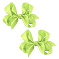 3 Inch Satin Bow for Little Girls - 2 Pcs (Neon Green)