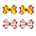 4PCS Baby Girl Hair Bow Clips Baseball and Softball Glitter Hair Bow Clips for Girls, Faux Leather Double Layer Sequin, Cheerleading Hair Accessories for Little GirlsToddler Kids Teens