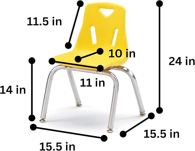 Berries Jonti-Craft 8144JC6007 Stacking Chairs with Chrome-Plated Legs, 14" Height, Yellow, Pack of 6