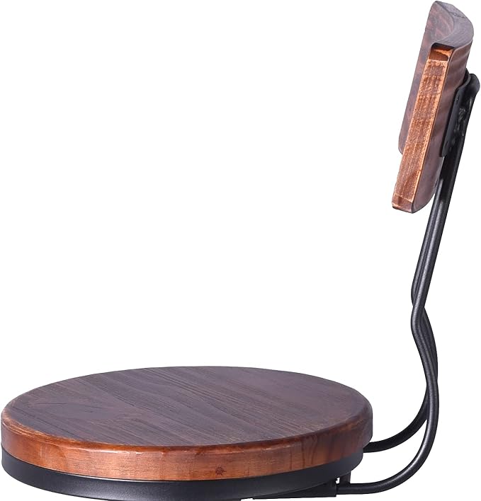 Topower Farmhouse Kitchen Stool, Industrial Counter Stool, Kitchen Deco Round Seat Standard Height Adjustable Swivel Bar Stools with Backrest Indoor House Design Wood Backrest Black Set of 2